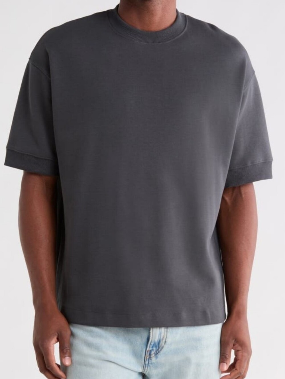 Denim & Flower Men's Heavyweight Crewneck T-Shirt - Charcoal Gray Size L